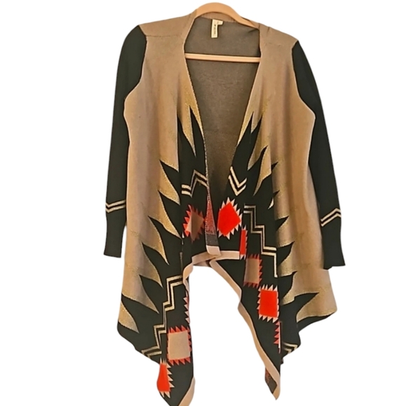 Aztec print waterfall open cardigan. Size s/m - Picture 1 of 6